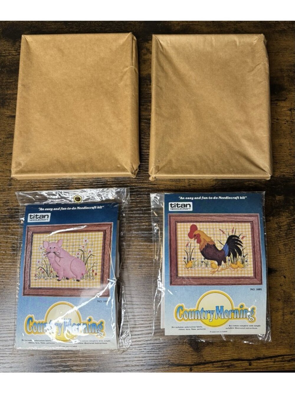 Titan Needlecraft Kits Frames Pig Rooster Chicken Country Cottagecore Farmhouse